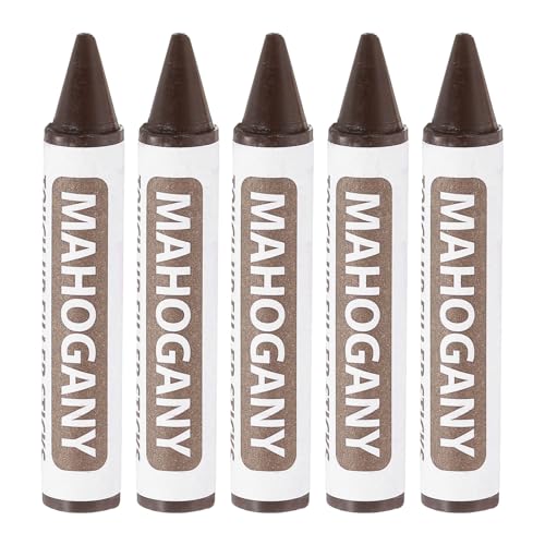 uxcell Furniture Repair Wood Markers, 5 Pcs Mahogany Touch Up Filler Sticks, Wood Wax Pen Crayons for Scratches, Wood Floors, Tables, Cabinet, Carpenters, Cover Ups - color: Mahogany