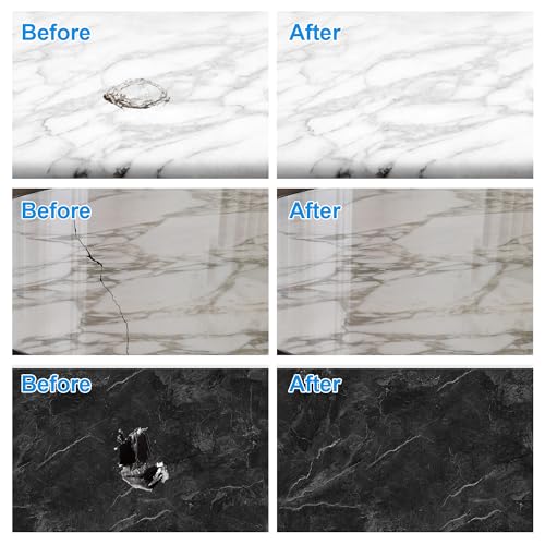 Marble and Granite Repair kit, Quartz Countertop Repair Kit for Chip Dents Cracks Holes Scratchs, Premium Marble Granite Quartz Laminate Formica Travertine Corian Stone Epoxy Filler