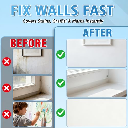 White Paint for Wall, White Touch Up Paint for Walls, All-in-One Repair Kit with Small Roller to Cover Scratches, Stains, Cracks and Marks, Fast-Drying Flat Finish for Seamless Patches (white) - color: white