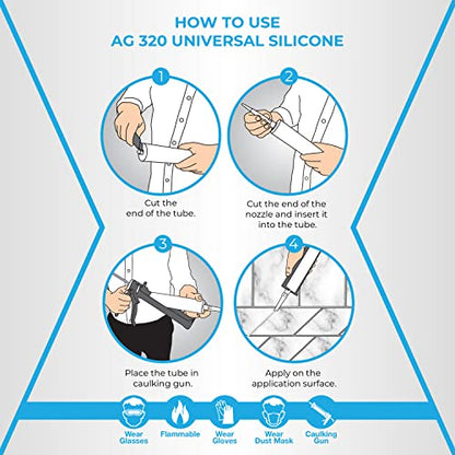 Adhesive Guru All Purpose Clear Silicone Sealant Waterproof 10.15 fl.oz, 100% Silicone Caulk, Weatherproof & Flexible Adhesive Sealant for Indoor and Outdoor Use, Transparent - 1 Pack - size: 1 Pack