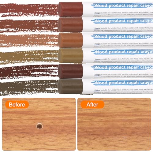 HARFINGTON Wood Filler Sticks 6 Colors Wooden Wax Touch Up Furniture Repair Crayons for Brown, Red, Begonia, Red Oak, Light Teal, Light Red Maple - color: Red Series