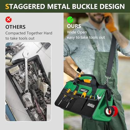 Tool Bag,Gifts for Men Dad Husband Him Christmas 18 Inch Heavy Duty Tool Bags With Wide Mouth and Adjustable Shoulder Strap Ideal for DIY Enthusiasts,Home Repairs,Craftsmen and Electricians - size: 18"L x 9"W x 10"H
