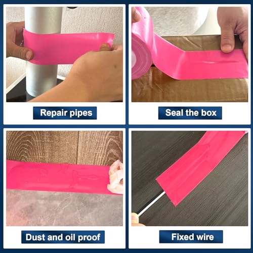 Pink Duct Tape Heavy Duty, 1.88 Inch x 35 Yard Waterproof Strong Adhesive Duct Tape for Indoor Outdoor Repairs Tear by Hand, 1 Roll - color: Pink