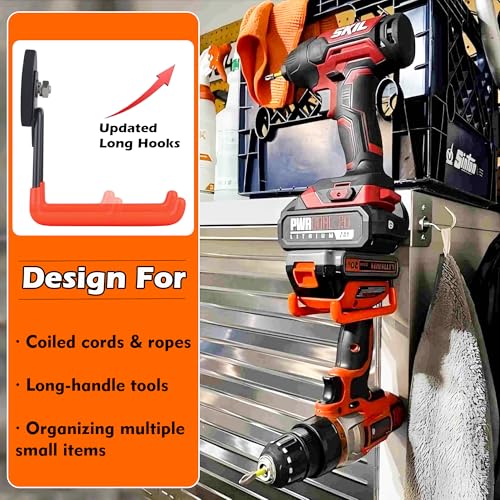 MUTUACTOR Magnetic Hooks,2PCS Storage Magnetic Hooks Heavy Duty,Anti-Scratch Magnetic Mounting Garage Magnet Hooks for Organizing Power Drill,Garden Tools,Hose,Tool Chest,Steel Pegboard,Workshop - style: 2.6in Magnet L Red Hooks 2PCS