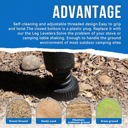 Leg Levelers Fit for Outdoor Camping Stove Explorer Stoves Expedition Stoves,For round stove legs with a diameter of 1.25 IN.Adjusts Legs Up to 3in on Uneven Ground, for 1.18-inch(ID) legs