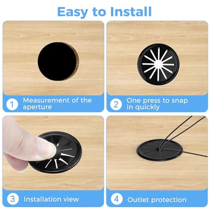 4 Pcs Cable Grommet, Snap Bushing 2-15/16" (75 mm) Mounting Diameter, Flexible Petal-Shaped Buckle Round Nylon Desk Grommet for Wires Through Countertop Cord Organizer and Protection, Black - style: 2-15/16" -RSB 4PCS