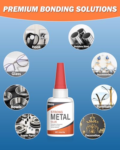Jevvu Super Glue for Metal, Clear Instant Cyanoacrylate Adhesive for Metal Repair, Waterproof, Heat-Resistant, Ideal for Steel, Aluminium, DIY, Jewelry