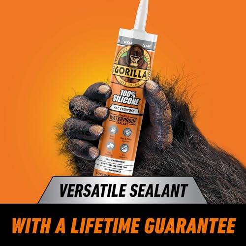 Gorilla 100% Silicone Sealant All Purpose, 10 Ounce Cartridge, Clear (Pack of 2) - color: Clear, size: 2 Pack
