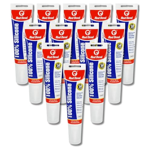Red Devil 081012 100% Silicone Sealant Architectural Grade, White, 2.8 Oz, Pack of 12 - color: White, size: 2.8 oz, style: Pack of 12