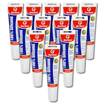 Red Devil 081012 100% Silicone Sealant Architectural Grade, White, 2.8 Oz, Pack of 12 - color: White, size: 2.8 oz, style: Pack of 12