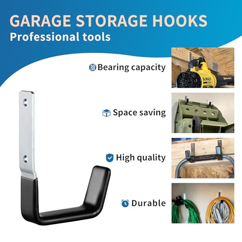 GeeWatom Heavy Duty Steel Garage Hooks,Garage Storage Utility Hooks,Anti-Slip Hanger, Tool Organizer,Steel Wall Mount Organizer, Garden Hose Hanger (Small-4PC) - size: Small-4PC