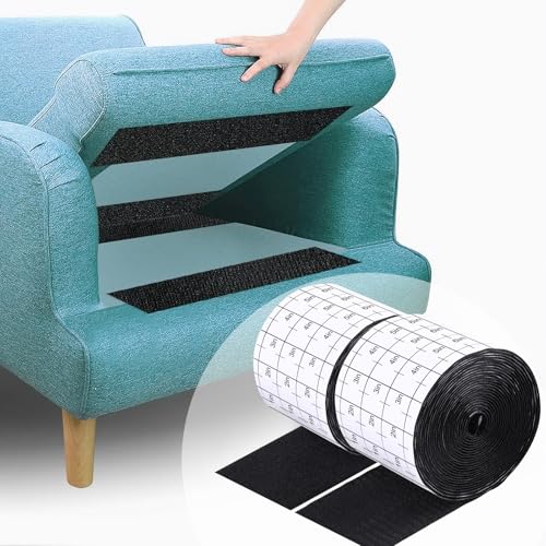 Navona 20Ft x 4 Inch Heavy Duty Hook and Loop Tape with Adhesive, Carpet Anti Slip Rug Gripper, Couch Cushion Grip, Hook and Loop Strips for Home, Office, DIY and Car -Black - color: 4in x 20ft-black
