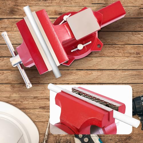 8" Heavy-Duty Bench Vise Ductile Iron Bench Vise with Strong 9900lbs Clamping Force 360° Swivel Bench Vice with Anvil, Red - size: 8 inch