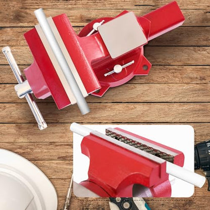 8" Heavy-Duty Bench Vise Ductile Iron Bench Vise with Strong 9900lbs Clamping Force 360° Swivel Bench Vice with Anvil, Red - size: 8 inch
