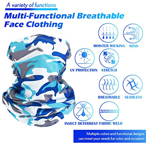 Geyoga Neck Gaiter Bandana Face Mask Summer UV Protection Cooling Breathable Face Mask Neck Scarf Balaclava for Men Women - color: Camouflage Colors