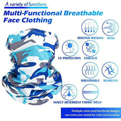 Geyoga Neck Gaiter Bandana Face Mask Summer UV Protection Cooling Breathable Face Mask Neck Scarf Balaclava for Men Women - color: Camouflage Colors
