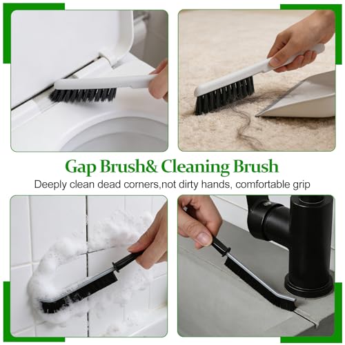 19 Pcs Cleaning Brush Kit with Crevice Brushes, Shower Cleaner Brush, Multifunctional Grout Scrubber for Bathroom, Kitchen, Window Tracks and Corners