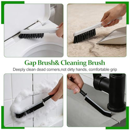 19 Pcs Cleaning Brush Kit with Crevice Brushes, Shower Cleaner Brush, Multifunctional Grout Scrubber for Bathroom, Kitchen, Window Tracks and Corners