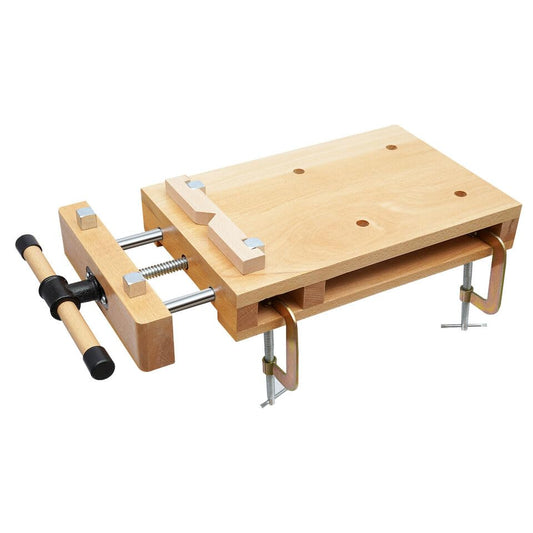 Portable Wood Workbench Work Table, Wood Bench Vise Woodworking, Woodworking Desktop with G-Type Fixing Clips and 4 Limit Blocks for Teaching, Mechanical Maintenance, Home Repair