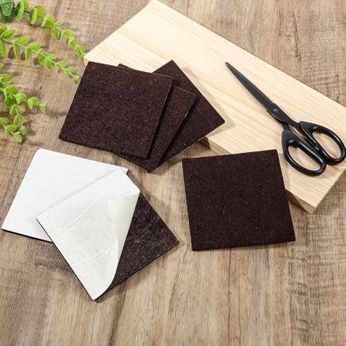 6Pcs Square Felt Furniture Pads 4" x 4" Self Adhesive Square Furniture Felt Pad Cuttable Anti Scratch Furnitures Pads Floor Protectors Furnitures Sliders for Hardwoods Cabinet Laminated Floors