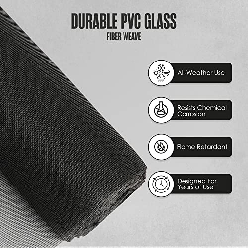 Houseables Window Screen Mesh, Screen Roll, Screening Material Roll, Window Mesh Replacement, Screening Repair for Door, Patio, Lanai, Porch, Pet, Insect, Outdoor, Fiberglass, Black, 36 Inch x 100 FT