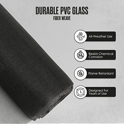 Houseables Window Screen Mesh, Screen Roll, Screening Material Roll, Window Mesh Replacement, Screening Repair for Door, Patio, Lanai, Porch, Pet, Insect, Outdoor, Fiberglass, Black, 36 Inch x 100 FT