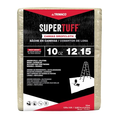 Trimaco SuperTuff 10 oz thick Heavyweight Canvas Drop Cloth, 12-feet x 15-feet, Tan - size: 12-feet x 15-feet