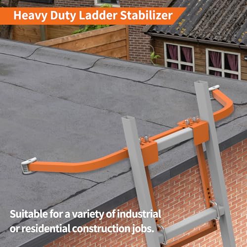 Ladder Stabilizer for Roof Gutter,Heavy Duty Steel Ladder Roof Hook Ladder Stabilizer with Wing Span/Wall Extension Ladder Accessory,Ladder Standoff Arms,Gutter Cleaning Tools - color: Orange Pro