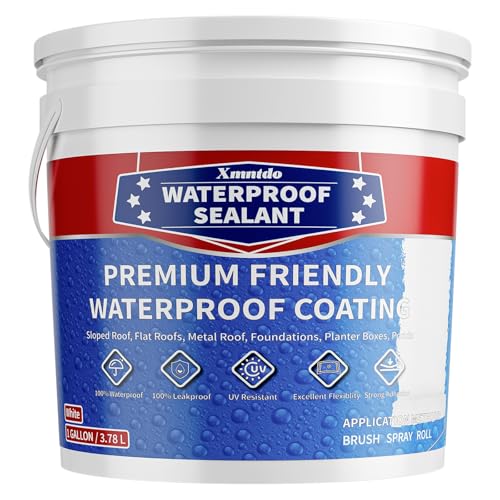 Polyurethane Waterproof Coating, 1 Gallon, White Waterproof Sealant for Roof, Concrete, Wall, Multi-Surface Leak Repair Coating, Durable Water-Based Rubber Sealant Indoor & Outdoor - color: White, size: 1 Gallon