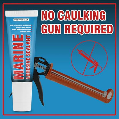 Black Marine Sealant, High Bond Strength Marine Silicone Sealant, Fast Cure, UV Resistant, Waterproof Marine Adhesive for Boats, Hulls, Decks, 3.38 oz