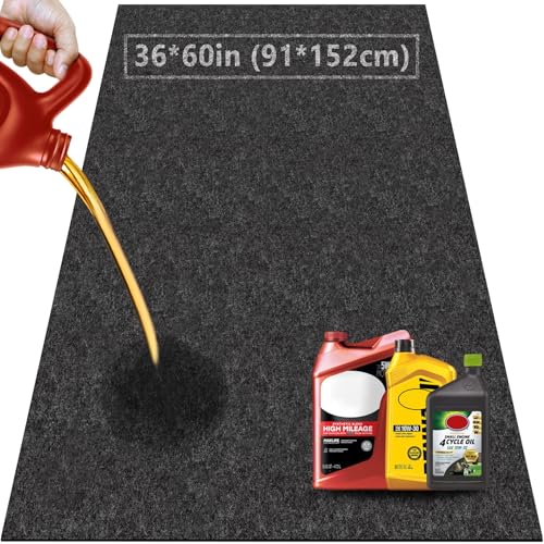 Oil Spill Mat for Garage Floor Under Car - 36x60 Inches, Absorbent Mechanic Floor Mat for Motorcycle, Refrigerator, Golf Cart, Basement - color: Black