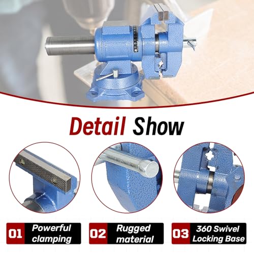 findmall Multipurpose Heavy Duty Multi-Jaw Vise with Swivel Base and Head for Clamping Fixing Equipment - 360-Degree Rotation, Home or Industrial Use (4 inch) - size: 4 inch