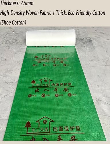Tile Floor Protection Film - Disposable Wear-Resistant Mat for Hardwood and Tile - Home Renovation Protector for Floors - size: 100㎡x1.6mm