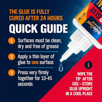 WoldoClean Super Glue All-Purpose Liquid 25g - Fast Drying Clear CA Adhesive for Metal, Plastic, Wood, Ceramic, Glass & DIY Repairs
