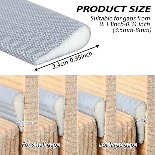 QDiShi 196" Wedge-Shape Weather Stripping Door Seal Weatherproof Foam Seals Self Adhesive Insulation Anti-Collision Strip Soundproofing Frame Insulation Tape Fits 0.13-0.31" Gaps(Grey) - color: Gray