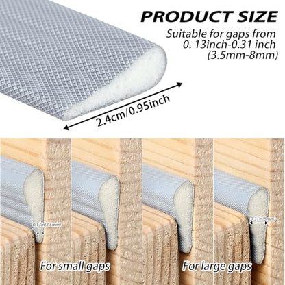 QDiShi 196" Wedge-Shape Weather Stripping Door Seal Weatherproof Foam Seals Self Adhesive Insulation Anti-Collision Strip Soundproofing Frame Insulation Tape Fits 0.13-0.31" Gaps(Grey) - color: Gray