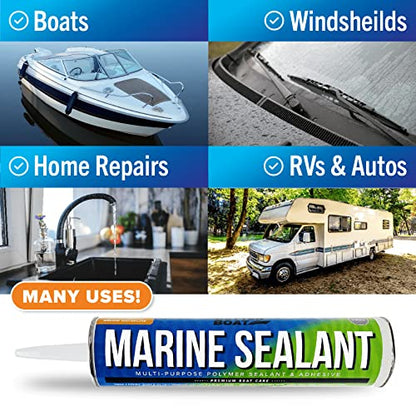 Marine Sealant and Adhesive, Waterproof Marine Grade Caulk, High Temp Water Sealant for Boat, Auto, RV, Without Silicone - 1 Tube, Gray, 10 oz - color: Gray, size: 10 oz