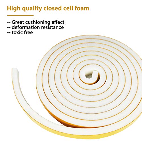 Air Conditioner Foam-2 Rolls, 3/4 Inch W X 3/4 Inch T Total 13 Feet L, Open Cell Foam Insulation Weather Seal Adhesive Foam Headband for Face Shield(6.5ft x 2 Rolls) - size: 3/4" (W) x 3/4" (T) x 13' (L)