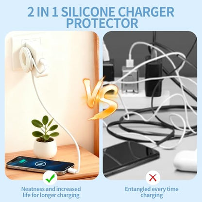 3-Pack Silicone Foldable Charger Cord Organizer – Collapsible Cable Winder & Appliance Cord Holder Compatible with MacBook, PC, USB-C Chargers, and Adapters, Cruise Travel Essentials 2025 (White)