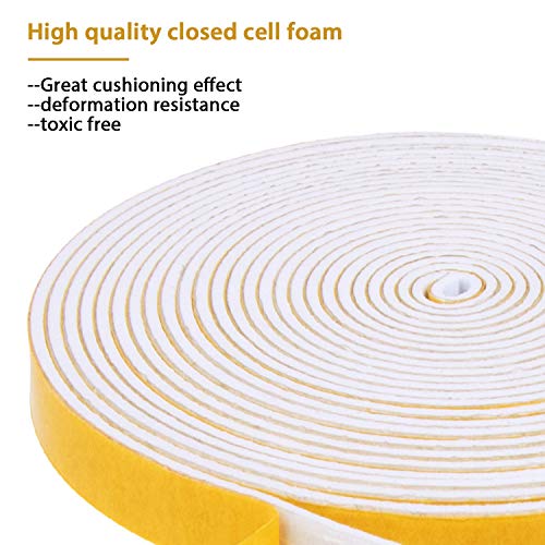 Foam Weather Stripping-4 Rolls, 1/4 Inch Wide X 1/8 Inch Thick Total 52 Feet Long, Adhesive Door Weatherstrip Foam Insulation for Windows(13ft x 4 Rolls) - size: 1/4" (W) x 1/8" (T) x 52' (L)