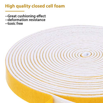 Foam Weather Stripping-4 Rolls, 1/4 Inch Wide X 1/8 Inch Thick Total 52 Feet Long, Adhesive Door Weatherstrip Foam Insulation for Windows(13ft x 4 Rolls) - size: 1/4" (W) x 1/8" (T) x 52' (L)