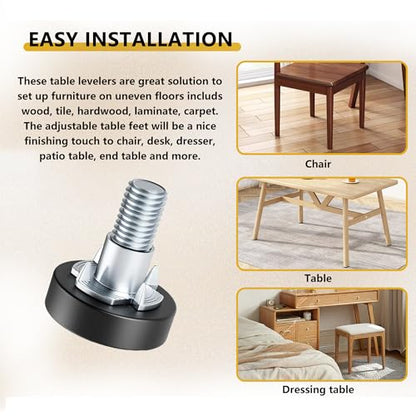 8 Pack 1/4" Wire Shelving Rack Thread Leveling Feet Bolt Adjustable Furniture Levelers Screw-in Furniture Feet Adjusters for Garden Chairs Tables Cabinets Bar Stool Stool Cupboard Couch Desk Sofa - size: 8x1/4"-with Nuts