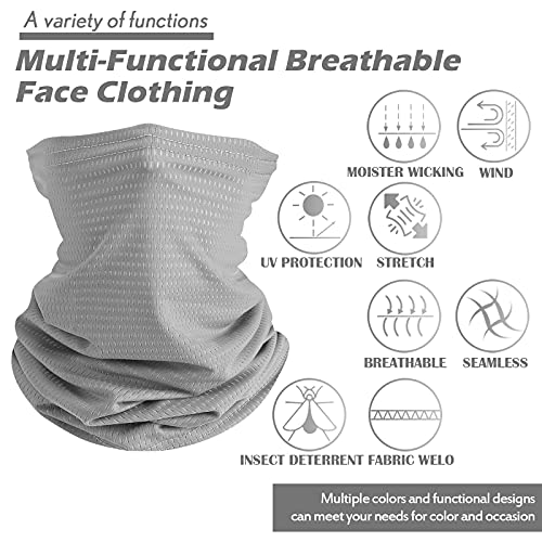 Geyoga Neck Gaiter Bandana Face Mask Summer UV Protection Cooling Breathable Face Mask Neck Scarf Balaclava for Men Women - color: Dark Gray, Light Gray