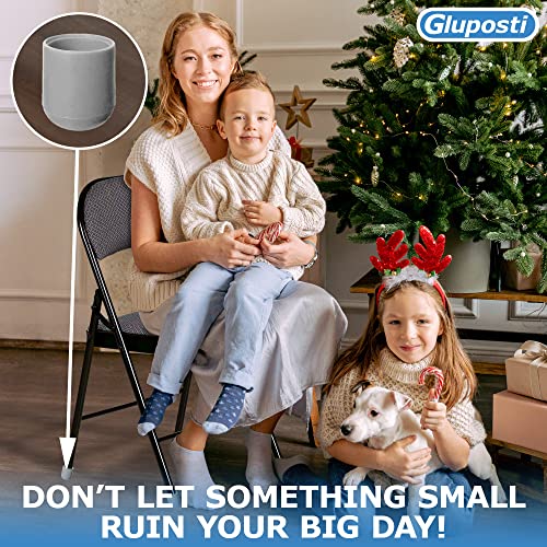 Folding Chair Leg Caps Gray 7/8 Inch (12 Pack) - Heavy Duty Nylon Chair End Caps, Non-Marring Round Hardwood Floor Protectors, Compatible Replacement Plugs for Metal and Padded Folding Chairs Tips