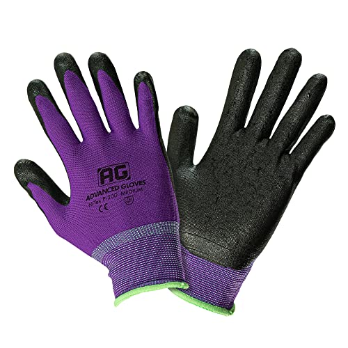 – NiTex P-200 Nylon Nitrile Gloves, Breathable Nitrile Foam Coated Utility Gloves for Insulated Grip, Purple, 3-Pair, Medium - color: Purple, size: 3 Pairs (Medium)