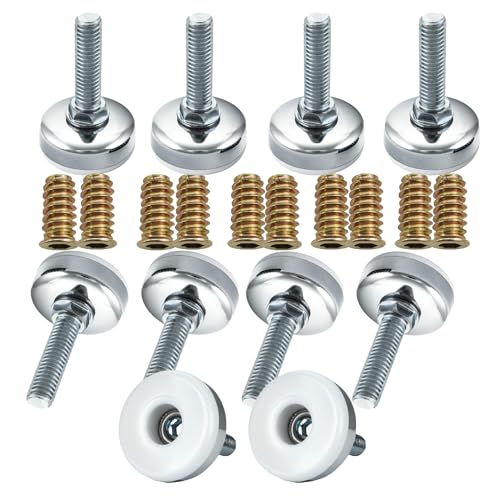 10pcs Adjustable Leveling Feet M8x25mm Heavy Duty Furniture Levelers,Nylon Stainless Steel Adjustable Table Feet for Chairs Cabinets Sofa Workbenches and Furniture Legs - color: White-stainless, size: M8X25mm
