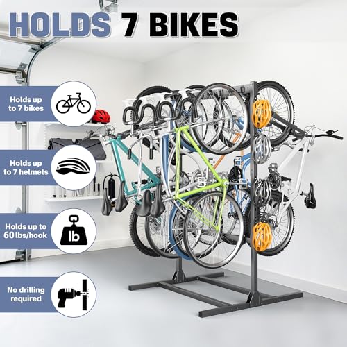 WALMANN Freestanding Bike Stand for Garage, 6/7 Bikes Vertical Bike Storage Stand Heavy Duty Bike Floor Stand - style: Bike stand for 7 bikes