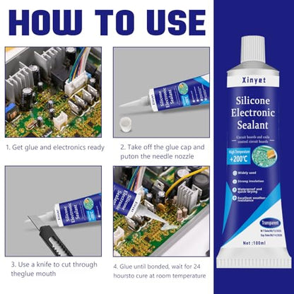 100ml Electronic Silicone Adhesive Sealant, Conformal Coating for Electronics, Transparent Insulating Sealant, Waterproof for Circuit Boards, Appliance Control Boards, LED Lamps