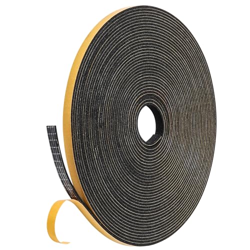 32Feet Weather Stripping (1/4 Inch X 1/16 Inch) Door Seal Strip, Strong Adhesive, Lightproof, Soundproof, Weatherproof Foam Tape Insulation for Sliding Door, Front Door Frame, Windows- Black - size: 1/4 Inch X 1/16 Inch X 32Feet