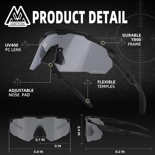 Shooting Glasses Anti Fog with High Definition Lenses, ANSI Z87+ Certified Tactical Safety Glasses for Men Women - color: P1-photochromic Grey